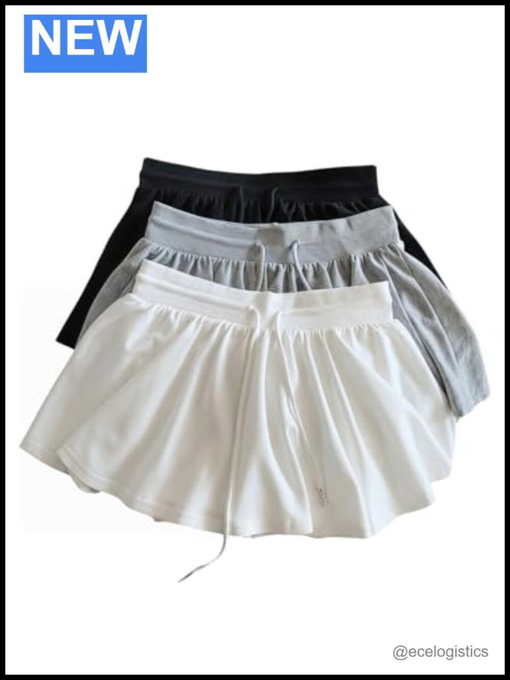 Women's Flowy Mini Skort with Shorts Drawstring A-Line Skater Skirt Summer